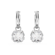 Brincos Swarovski Compridos Stilla Lapidação Quadrada Branco Lacado a Ródio