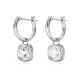Brincos Swarovski Compridos Stilla Lapidação Quadrada Branco Lacado a Ródio