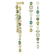 Brincos Swarovski Compridos Gema Design Assimétrico Combinação de Lapidações Extra Compridos Verde Lacado a Dourado