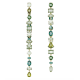 Brincos Swarovski Compridos Gema Design Assimétrico Combinação de Lapidações Extra Compridos Verde Lacado a Dourado