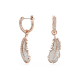 Brincos Swarovski Compridos Nice Pena Branco Lacado a Rosa Dourado