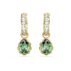 Brincos Swarovski Compridos Stilla Lapidação Pera Verde Lacado a Dourado