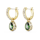 Brincos Swarovski Compridos Stilla Lapidação Pera Verde Lacado a Dourado