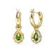 Brincos Swarovski Compridos Stilla Lapidação Pera Verde Lacado a Dourado