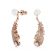 Brincos Swarovski Compridos Nice Combinação de Lapidações Pena Branco Lacado a Rosa Dourado