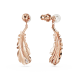 Brincos Swarovski Compridos Nice Combinação de Lapidações Pena Branco Lacado a Rosa Dourado
