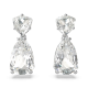 Brincos Swarovski Compridos Mesmera Combinação de Lapidações Branco Lacado a Ródio