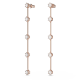 Brincos Swarovski Compridos Constella Lapidação Redonda Branco Lacado a Rosa Dourado
