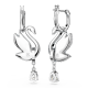Brincos Swarovski Compridos Iconic Swan Cisne Azuis Lacado a Ródio