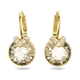 Brincos Swarovski Compridos Bella V Lapidação Redonda Dourado Lacado a Dourado