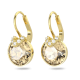 Brincos Swarovski Compridos Bella V Lapidação Redonda Dourado Lacado a Dourado