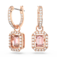 Brincos Swarovski Compridos Millenia Lapidação Octogonal Rosa Lacado a Rosa Dourado A