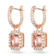 Brincos Swarovski Compridos Millenia Lapidação Octogonal Rosa Lacado a Rosa Dourado A