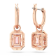 Brincos Swarovski Compridos Millenia Lapidação Octogonal Rosa Lacado a Rosa Dourado A