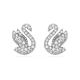 Brincos Swarovski Stud Iconic Swan Cisne Branco Lacado a Ródio