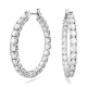 Brincos Swarovski Argola Matrix Lapidação Redonda Brancos Lacado a Ródio