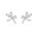 Brincos Swarovski Stud Volta Laço Pequenos Branco Lacado a Ródio