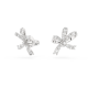Brincos Swarovski Stud Volta Laço Pequenos Branco Lacado a Ródio