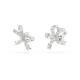 Brincos Swarovski Stud Volta Laço Pequenos Branco Lacado a Ródio
