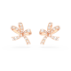 Brincos Swarovski Stud Volta Laço Pequenos Branco Lacado a Rosa Dourado