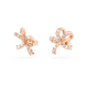 Brincos Swarovski Stud Volta Laço Pequenos Branco Lacado a Rosa Dourado
