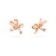 Brincos Swarovski Stud Volta Laço Pequenos Branco Lacado a Rosa Dourado