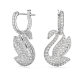 Brincos Swarovski Compridos Iconic Swan Cisne Branco Lacado a Ródio