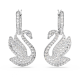 Brincos Swarovski Compridos Iconic Swan Cisne Branco Lacado a Ródio