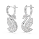 Brincos Swarovski Compridos Iconic Swan Cisne Branco Lacado a Ródio