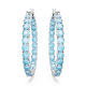 Brincos Swarovski Argola Matrix Lapidação Redonda Azul Lacado a Ródio