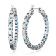Brincos Swarovski Argola Matrix Lapidação Redonda Azul Lacado a Ródio