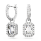 Brincos Swarovski Compridos Millenia Lapidação Octogonal Branco Lacado a Ródio