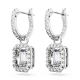 Brincos Swarovski Compridos Millenia Lapidação Octogonal Branco Lacado a Ródio