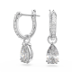 Brincos Swarovski Argola Millenia Lapidação Pera Brancos Lacado a Ródio