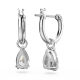 Brincos Swarovski Argola Millenia Lapidação Pera Brancos Lacado a Ródio