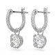 Brincos Swarovski Compridos Constella Lapidação Redonda Branco Lacado a Ródio