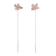 Brincos Swarovski Compridos Dazzling Swan Cisne Rosa Lacado a Rosa Dourado