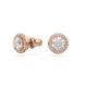 Brincos Swarovski Stud Constella Lapidação Redonda Pavé Branco Lacado a Rosa Dourado