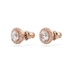 Brincos Swarovski Stud Constella Lapidação Redonda Pavé Branco Lacado a Rosa Dourado