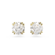 Brincos Swarovski Stud Constella Lapidação Redonda Branco Lacado a Dourado