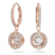 Brincos Swarovski Compridos Sparkling Dance Lapidação Redonda Branco Lacado a Rosa Dourado