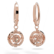 Brincos Swarovski Compridos Sparkling Dance Lapidação Redonda Branco Lacado a Rosa Dourado