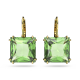 Brincos Swarovski Compridos Millenia Lapidação Quadrada Verde Lacado a Dourado