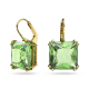 Brincos Swarovski Compridos Millenia Lapidação Quadrada Verde Lacado a Dourado