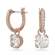 Brincos Swarovski Compridos Constella Lapidação Redonda Branco Lacado a Rosa Dourado