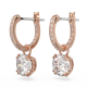 Brincos Swarovski Compridos Constella Lapidação Redonda Branco Lacado a Rosa Dourado