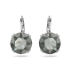 Brincos Swarovski Compridos Millenia Lapidação Redonda Pretos Lacado a Ródio