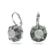 Brincos Swarovski Compridos Millenia Lapidação Redonda Pretos Lacado a Ródio