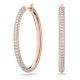 Brincos Swarovski Argola Stone Pavé Grandes Brancos Lacado a Rosa Dourado