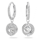Brincos Swarovski Compridos Sparkling Dance Lapidação Redonda Branco Lacado a Ródio